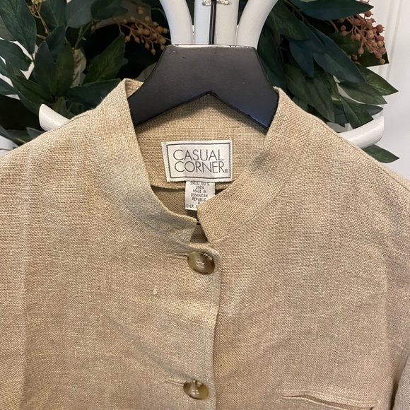 Minimalist Button Down Linen Blazer Jacket Longline LS 8 M - Picture 4 of 9